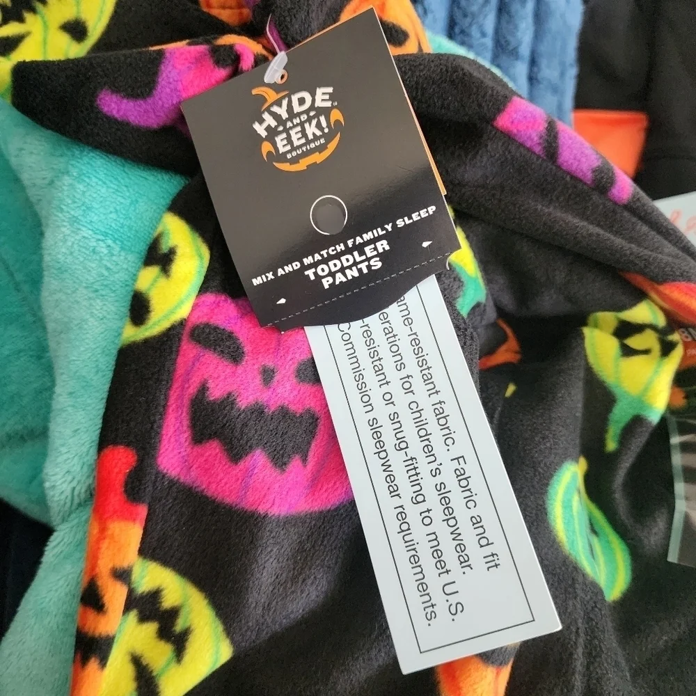 NWT Infant/Toddler Halloween Pajama Pants Hyde & Eek Black Neon Jack-O-Lanterns